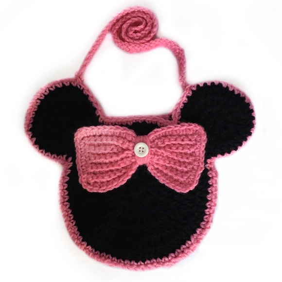 Artisan Handcrafted Handbags - Minnie Mouse Black and Pink Bag